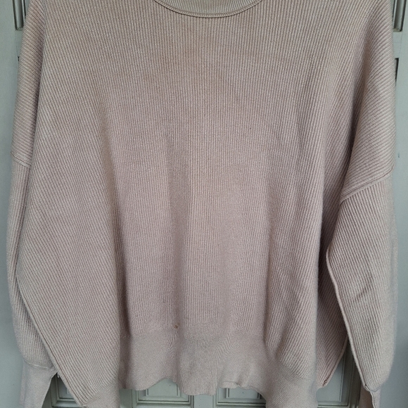Unisex Oversized Sweater SzL Long Sleeve Knit Banded Hem/Collar/Cuff Creme Knit - Picture 4 of 9